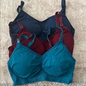 Maternity / Nursing Bra Set - Teal, Burgundy, Black